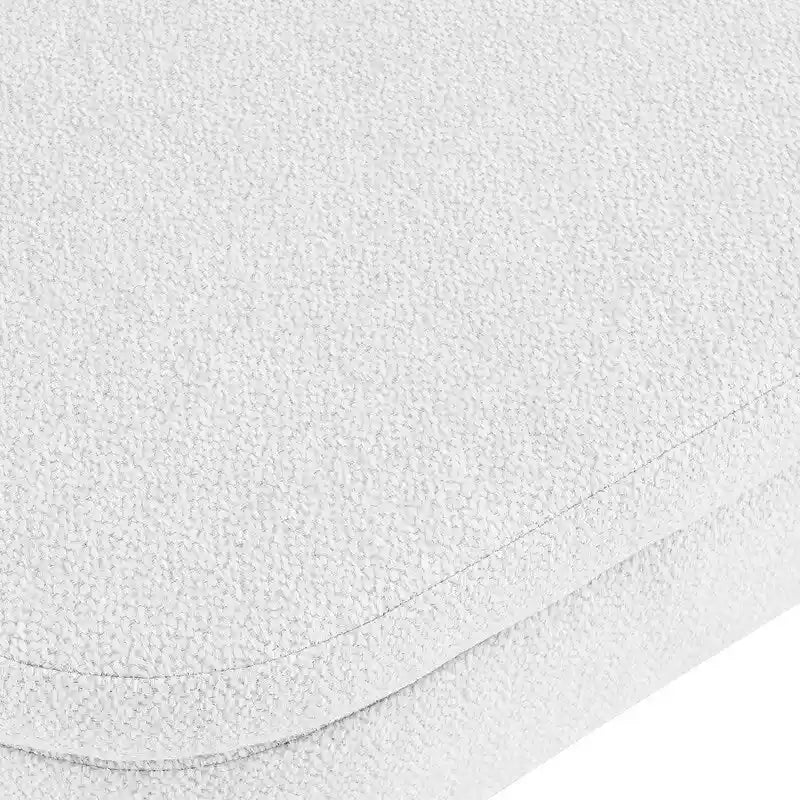 Banc de rangement capitonné en lin blanc/beige/gris avec pieds en bois massif - Utilisation unique