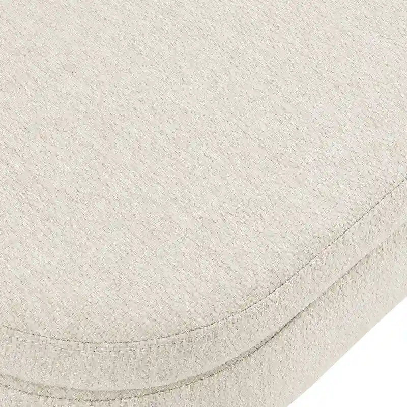 Banc de rangement capitonné en lin blanc/beige/gris avec pieds en bois massif - Utilisation unique