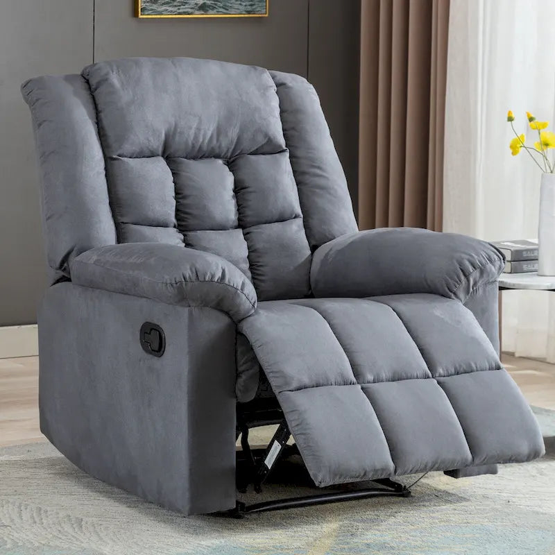 Fauteuil inclinable à bascule manuel, classique, rembourré et doux, gris/marron – Usage unique