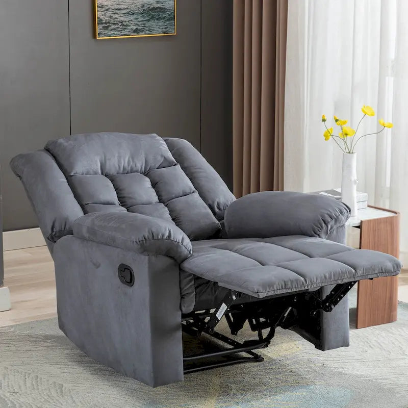 Fauteuil inclinable à bascule manuel, classique, rembourré et doux, gris/marron – Usage unique