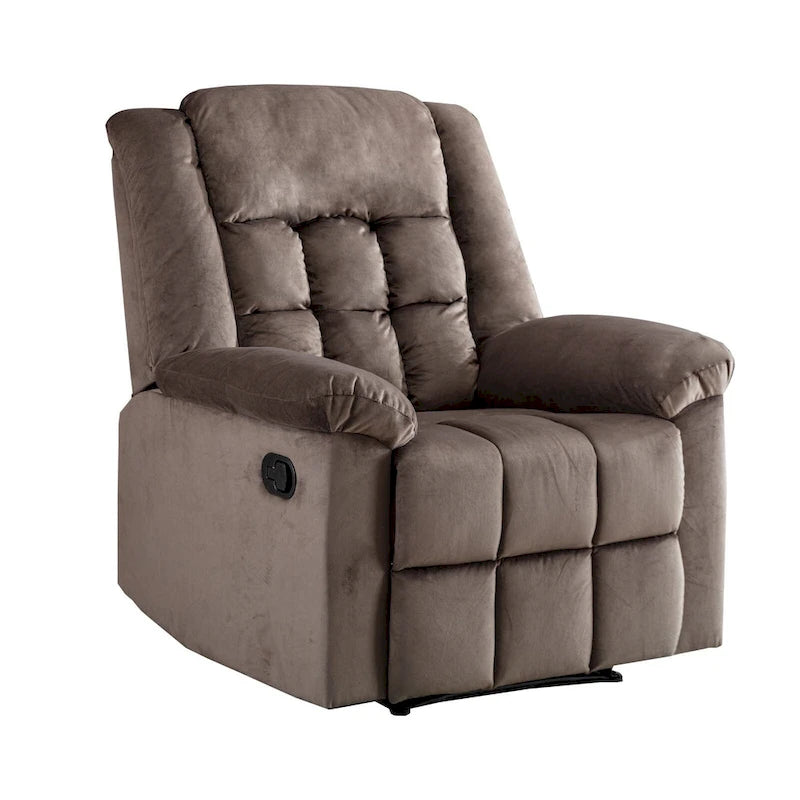 Fauteuil inclinable à bascule manuel, classique, rembourré et doux, gris/marron – Usage unique