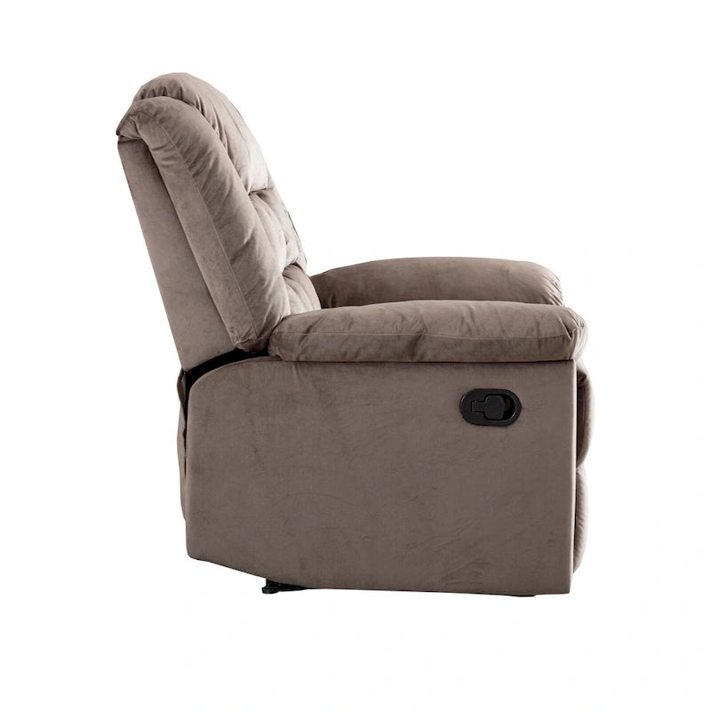 Fauteuil inclinable à bascule manuel, classique, rembourré et doux, gris/marron – Usage unique