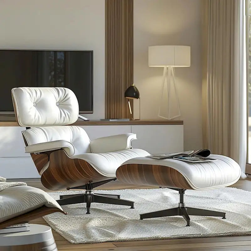 Table d'appoint de ferme blanche et noyer avec station de recharge intégrée (2 ports USB + 2 prises) - Usage unique