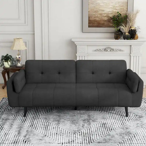 75 Convertible Sleeper Futon Sofa Bed With Adjustable Tufted Back