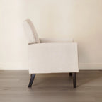 Fauteuil d'appoint capitonné mi-siècle beige / blé / vert avocat / lin gris - Usage unique