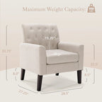 Fauteuil d'appoint capitonné mi-siècle beige / blé / vert avocat / lin gris - Usage unique