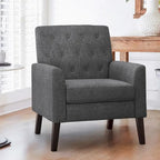 Fauteuil d'appoint capitonné mi-siècle beige / blé / vert avocat / lin gris - Usage unique
