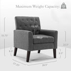 Fauteuil d'appoint capitonné mi-siècle beige / blé / vert avocat / lin gris - Usage unique