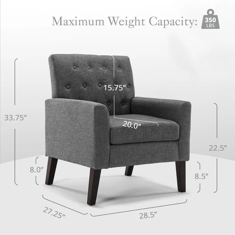 Fauteuil d'appoint capitonné mi-siècle beige / blé / vert avocat / lin gris - Usage unique