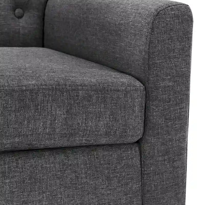 Fauteuil d'appoint capitonné mi-siècle beige / blé / vert avocat / lin gris - Usage unique