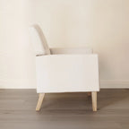 Fauteuil d'appoint capitonné mi-siècle beige / blé / vert avocat / lin gris - Usage unique