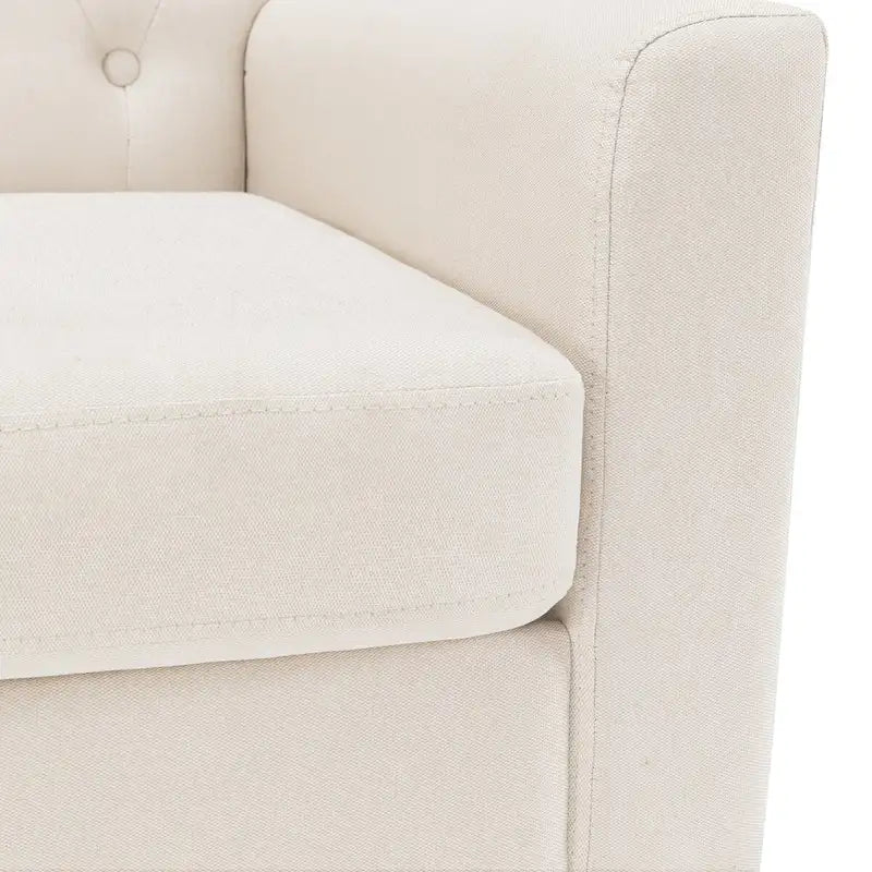 Fauteuil d'appoint capitonné mi-siècle beige / blé / vert avocat / lin gris - Usage unique