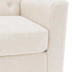 Fauteuil d'appoint capitonné mi-siècle beige / blé / vert avocat / lin gris - Usage unique