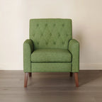 Fauteuil d'appoint capitonné mi-siècle beige / blé / vert avocat / lin gris - Usage unique
