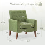Fauteuil d'appoint capitonné mi-siècle beige / blé / vert avocat / lin gris - Usage unique