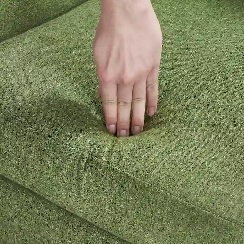 Fauteuil d'appoint capitonné mi-siècle beige / blé / vert avocat / lin gris - Usage unique