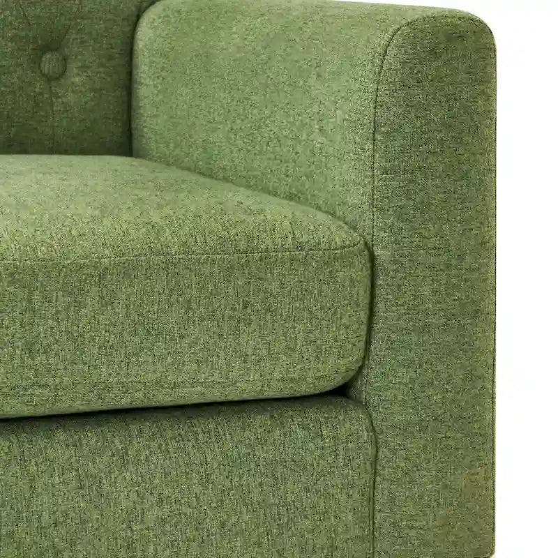 Fauteuil d'appoint capitonné mi-siècle beige / blé / vert avocat / lin gris - Usage unique