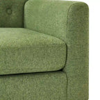 Fauteuil d'appoint capitonné mi-siècle beige / blé / vert avocat / lin gris - Usage unique