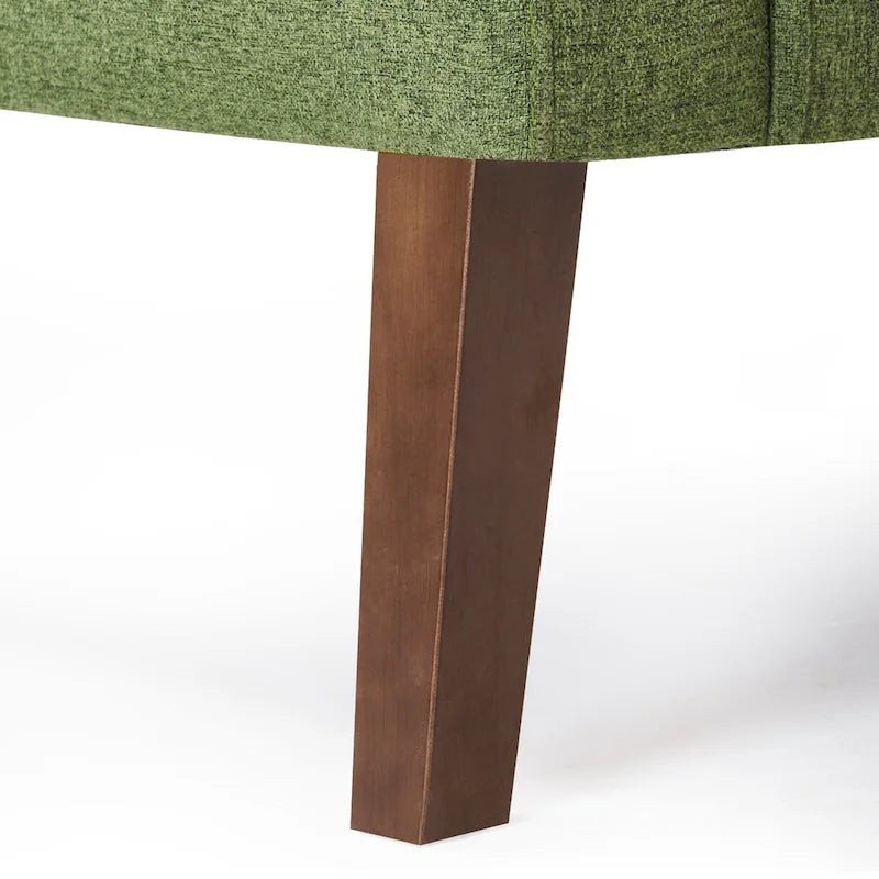 Fauteuil d'appoint capitonné mi-siècle beige / blé / vert avocat / lin gris - Usage unique