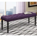 Banc de salle à manger capitonné en tissu violet/bleu/brun clair/gris avec pieds tournés – Convient pour 2 personnes
