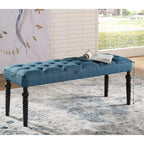 Banc de salle à manger capitonné en tissu violet/bleu/brun clair/gris avec pieds tournés – Convient pour 2 personnes