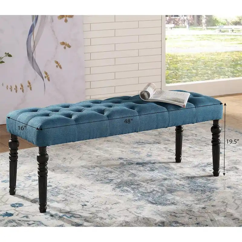 Banc de salle à manger capitonné en tissu violet/bleu/brun clair/gris avec pieds tournés – Convient pour 2 personnes
