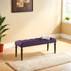 Banc de salle à manger capitonné en tissu violet/bleu/brun clair/gris avec pieds tournés – Convient pour 2 personnes