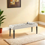 Banc de salle à manger capitonné en tissu violet/bleu/brun clair/gris avec pieds tournés – Convient pour 2 personnes