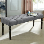 Banc de salle à manger capitonné en tissu violet/bleu/brun clair/gris avec pieds tournés – Convient pour 2 personnes