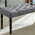 Banc de salle à manger capitonné en tissu violet/bleu/brun clair/gris avec pieds tournés – Convient pour 2 personnes