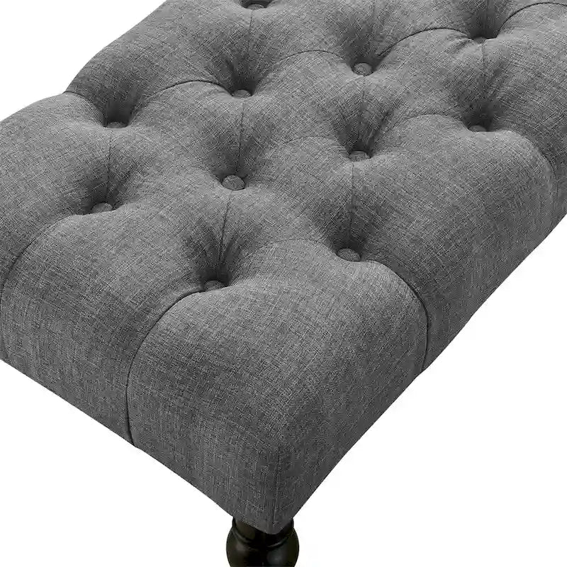 Banc de salle à manger capitonné en tissu violet/bleu/brun clair/gris avec pieds tournés – Convient pour 2 personnes