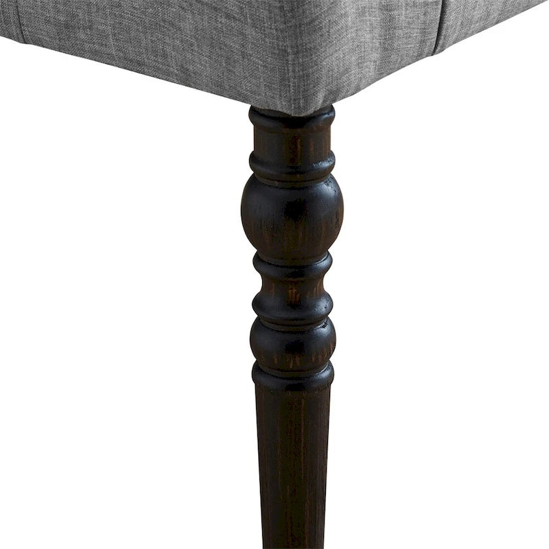 Banc de salle à manger capitonné en tissu violet/bleu/brun clair/gris avec pieds tournés – Convient pour 2 personnes