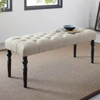 Banc de salle à manger capitonné en tissu violet/bleu/brun clair/gris avec pieds tournés – Convient pour 2 personnes