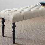 Banc de salle à manger capitonné en tissu violet/bleu/brun clair/gris avec pieds tournés – Convient pour 2 personnes
