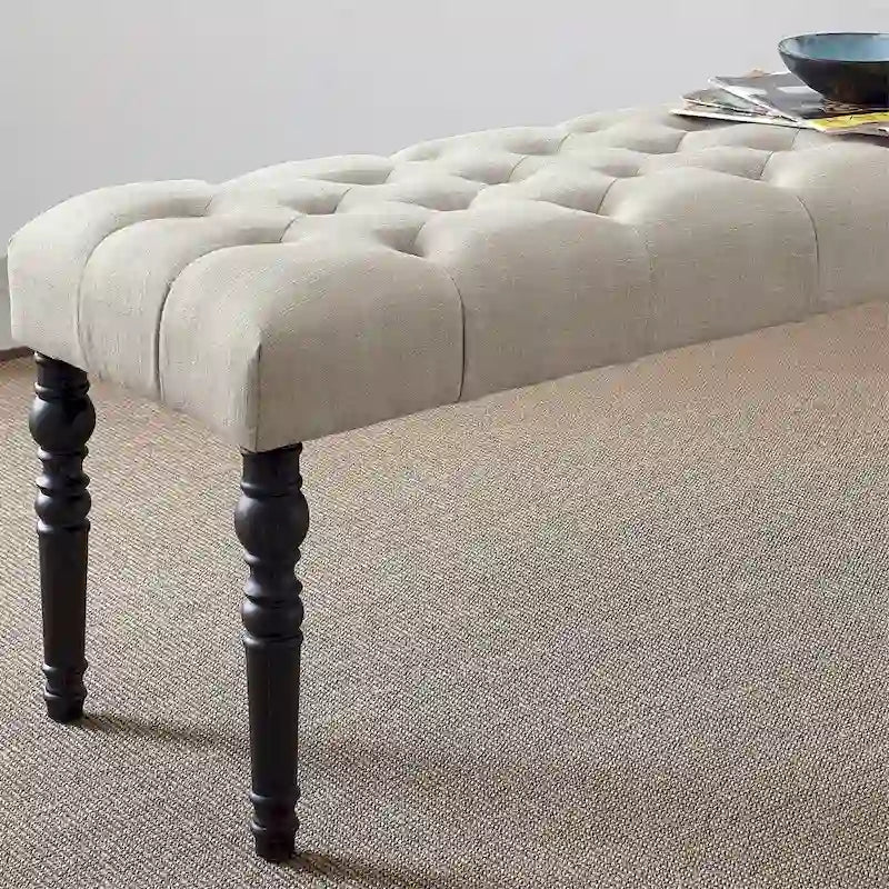 Banc de salle à manger capitonné en tissu violet/bleu/brun clair/gris avec pieds tournés – Convient pour 2 personnes