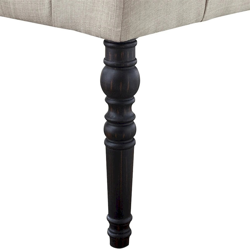 Banc de salle à manger capitonné en tissu violet/bleu/brun clair/gris avec pieds tournés – Convient pour 2 personnes