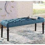 Banc de salle à manger capitonné en tissu violet/bleu/brun clair/gris avec pieds tournés – Convient pour 2 personnes