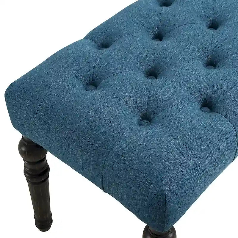 Banc de salle à manger capitonné en tissu violet/bleu/brun clair/gris avec pieds tournés – Convient pour 2 personnes