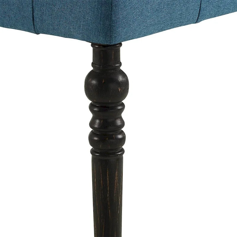 Banc de salle à manger capitonné en tissu violet/bleu/brun clair/gris avec pieds tournés – Convient pour 2 personnes