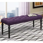 Banc de salle à manger capitonné en tissu violet/bleu/brun clair/gris avec pieds tournés – Convient pour 2 personnes
