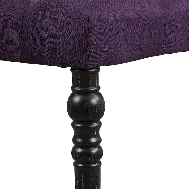 Banc de salle à manger capitonné en tissu violet/bleu/brun clair/gris avec pieds tournés – Convient pour 2 personnes