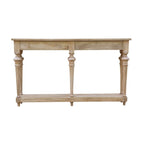 Console de table basse en manguier blanchi à pieds tournés traditionnels avec étagère inférieure - Usage unique