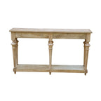 Console de table basse en manguier blanchi à pieds tournés traditionnels avec étagère inférieure - Usage unique