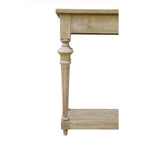 Console de table basse en manguier blanchi à pieds tournés traditionnels avec étagère inférieure - Usage unique