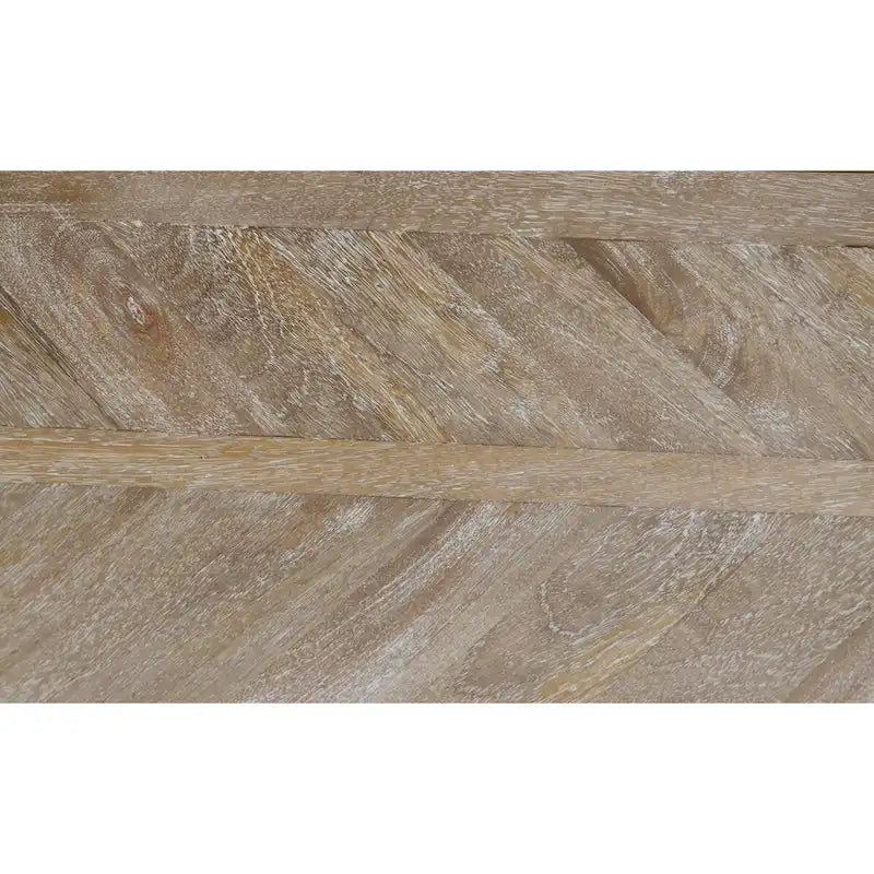 Console de table basse en manguier blanchi à pieds tournés traditionnels avec étagère inférieure - Usage unique