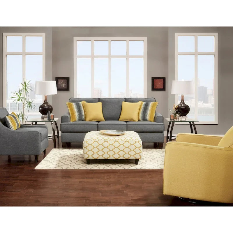 Canapé-lit Queen traditionnel gris avec accoudoirs droits et coussins réversibles - Pour 3 personnes