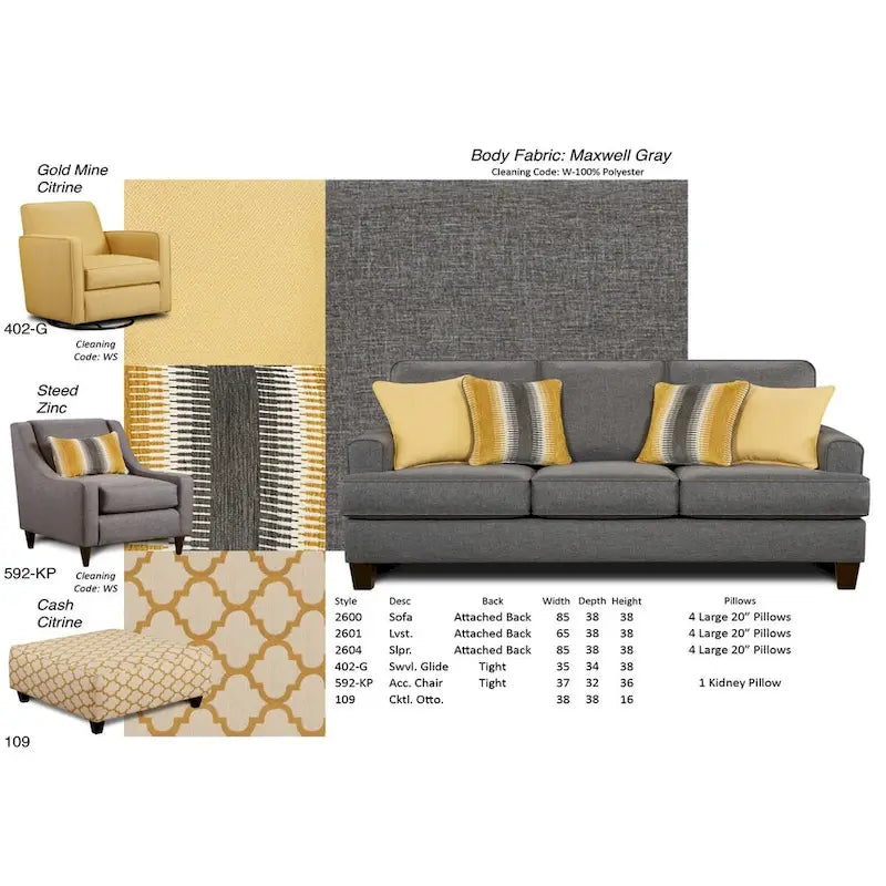 Canapé-lit Queen traditionnel gris avec accoudoirs droits et coussins réversibles - Pour 3 personnes