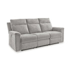 Canapé inclinable électrique en micro chenille (gravier/gris cendre/carbone) avec port USB – Convient à 3 personnes