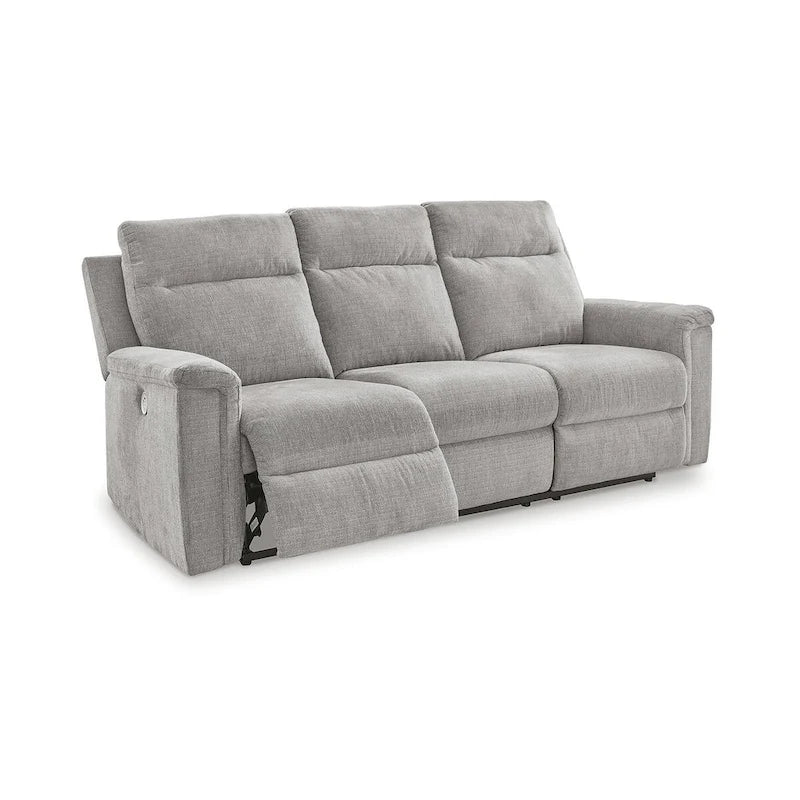 Canapé inclinable électrique en micro chenille (gravier/gris cendre/carbone) avec port USB – Convient à 3 personnes