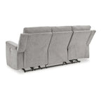 Canapé inclinable électrique en micro chenille (gravier/gris cendre/carbone) avec port USB – Convient à 3 personnes